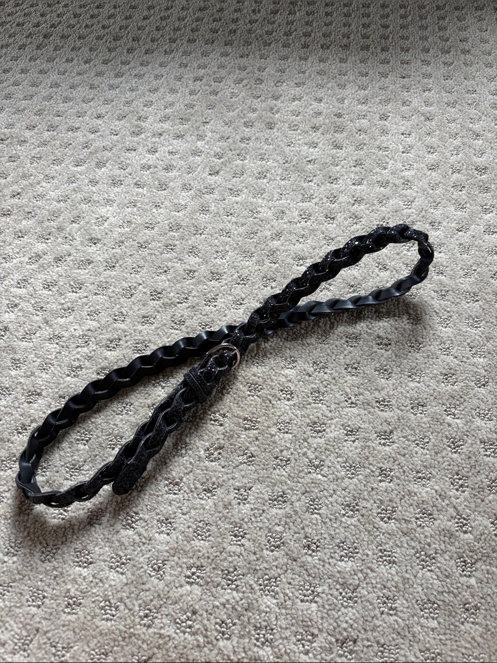 Glittery Black Braided Women's Fashion Belt - Stylish Accent for Dresses- Small